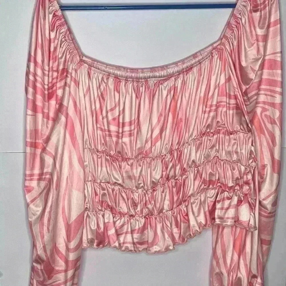 MISSGUIDED PLUS Slinky Swirl Print Milkmaid Top In Multi-orange size 16 - Picture 3 of 6